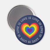 Love LGBTQ Rainbow Heart on Navy Blue Magneet (Voorkant / Achterkant)
