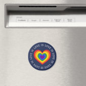 Love LGBTQ Rainbow Heart on Navy Blue Magneet (Insitu (Vaatwasser))
