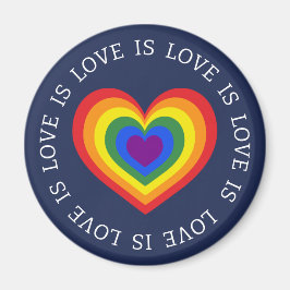 Love LGBTQ Rainbow Heart on Navy Blue Magneet