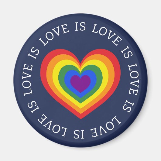 Love LGBTQ Rainbow Heart on Navy Blue Magneet (Voorkant)