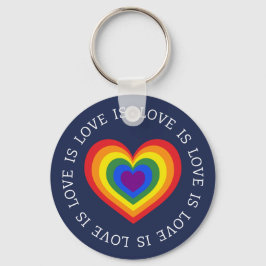 Love LGBTQ Rainbow Heart on Navy Blue Sleutelhanger