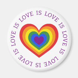 Love LGBTQ Rainbow Heart on White Magneet