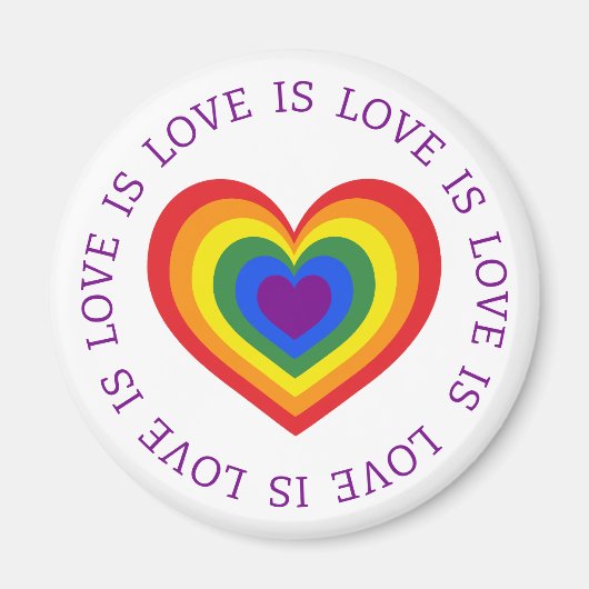 Love LGBTQ Rainbow Heart on White Magneet (Voorkant)
