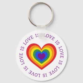 Love LGBTQ Rainbow Heart on White Sleutelhanger