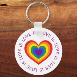 Love LGBTQ Rainbow Heart on White Sleutelhanger
