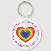 Love LGBTQ Rainbow Heart on White Sleutelhanger (Achterkant)