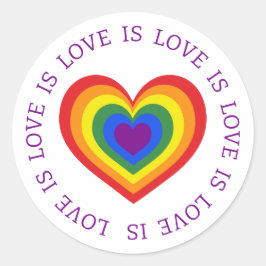 Love LGBTQ Rainbow Heart Ronde Sticker