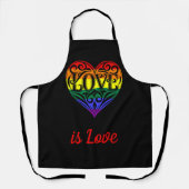 Love LGBTQ Rainbow Heart Schort (Voorkant)