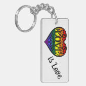 Love LGBTQ Rainbow Heart Sleutelhanger (Voorkant Links)