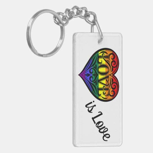 Love LGBTQ Rainbow Heart Sleutelhanger (Voorkant Links)