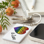 Love LGBTQ Rainbow Heart Sleutelhanger (Voorkant Rechts)