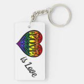 Love LGBTQ Rainbow Heart Sleutelhanger (achterkant)