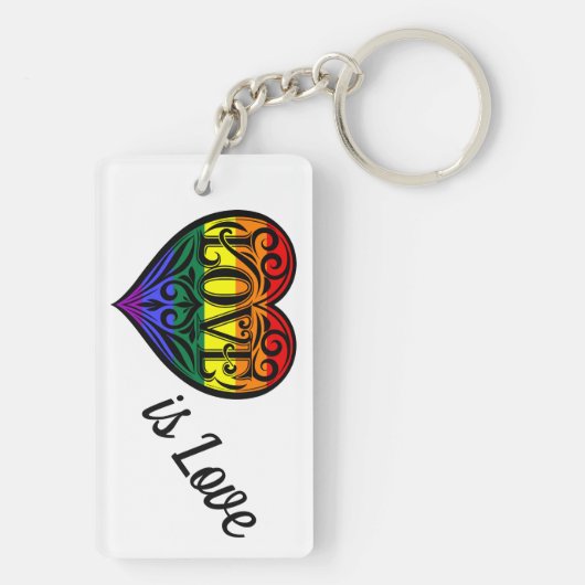 Love LGBTQ Rainbow Heart Sleutelhanger (achterkant)