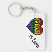 Love LGBTQ Rainbow Heart Sleutelhanger (Voorkant)