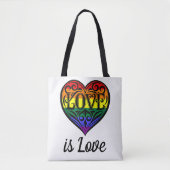 Love LGBTQ Rainbow Heart Tote Bag (Voorkant)