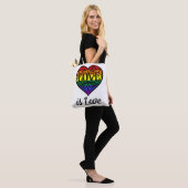 Love LGBTQ Rainbow Heart Tote Bag (Op model)
