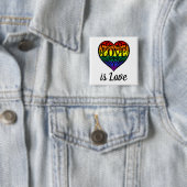 Love LGBTQ Rainbow Heart Vierkante Button 5,1 Cm (In situ)
