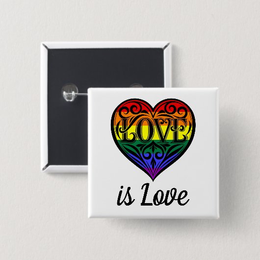 Love LGBTQ Rainbow Heart Vierkante Button 5,1 Cm (Voorkant /achterkant)
