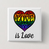 Love LGBTQ Rainbow Heart Vierkante Button 5,1 Cm (Voorkant)