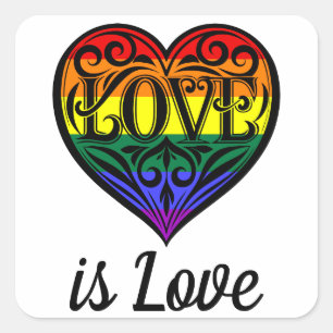 Love LGBTQ Rainbow Heart Vierkante Sticker