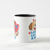 Love, Licks & Wags Happy Smiling Dog Lover Coffee  Mok (Midden)