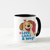 Love, Licks & Wags Happy Smiling Dog Lover Coffee  Mok (Voorkant rechts)