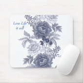Love Life Blue Floral Muismat (Met muis)