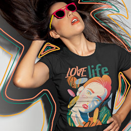 Love Life Colorful Face Motivatie T-shirt