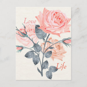 Love Life Cream Floral Briefkaart Designer