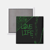 Love Life Graffiti Magnet - Neon Green (Voorkant / Achterkant)