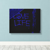 Love Life Grafitti gewikkeld canvas print - Neon b (Insitu (Houten vloer))