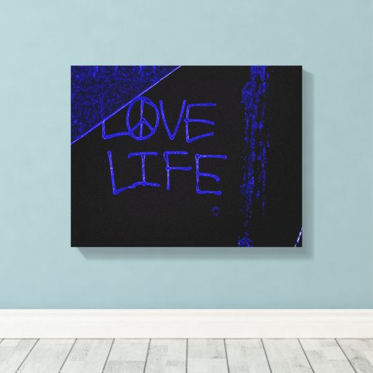 Love Life Grafitti gewikkeld canvas print - Neon b (Insitu (Houten vloer))
