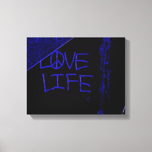 Love Life Grafitti gewikkeld canvas print - Neon b