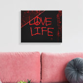 Love Life Grafitti Ingepakt Canvas - Neon Red (Insitu (Woonkamer))