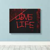Love Life Grafitti Ingepakt Canvas - Neon Red (Insitu (Houten vloer))