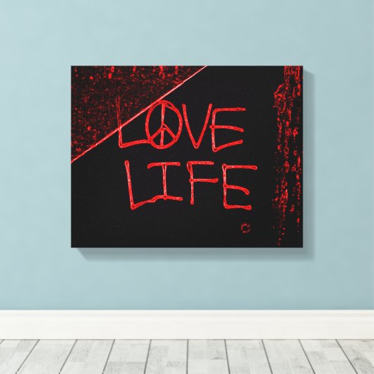 Love Life Grafitti Ingepakt Canvas - Neon Red (Insitu (Houten vloer))