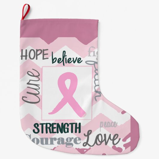 Love, Life, Hope Breast Cancer Stocking Grote Kerstsok (Voorkant)