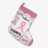 Love, Life, Hope Breast Cancer Stocking Grote Kerstsok (Voorkant (Hangend))
