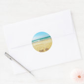 Love Life Quote met strandscène Ronde Sticker (Envelop)