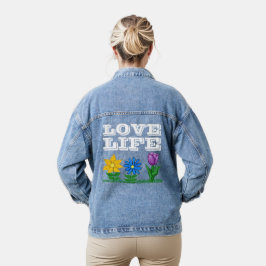 Love Life Zonnebloem Daisy Tulip Denim Jacket
