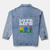 Love Life Zonnebloem Daisy Tulip Denim Jacket (Achterkant)