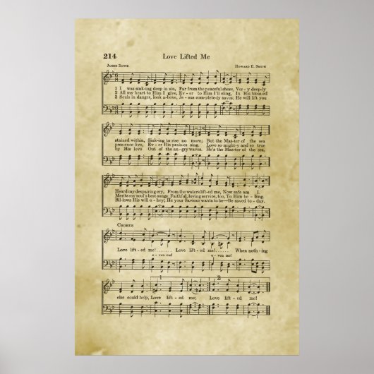 Love Lifot Me Gospel Sheet Music Poster (Voorkant)