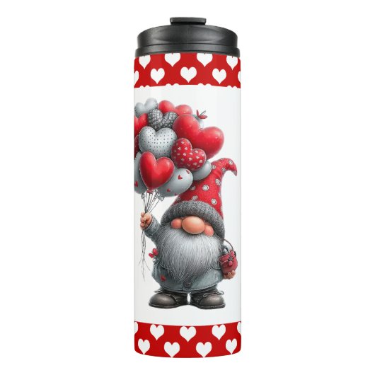 "Love Lifted High" Heart Balloon Gnome Thermosbeker (Voorkant)