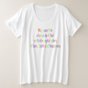 Love, Light, Happiness Quote Happy Holi Wish Grote Maat T-shirt