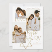 Love Light Joy Star David Hanukkah Photo Collage Feestdagenkaart (Voorkant)