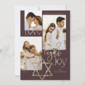 Love Light Joy Star David Hanukkah Photo Collage Feestdagenkaart (Voorkant)