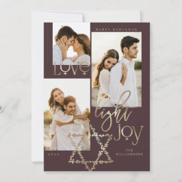 Love Light Joy Star David Hanukkah Photo Collage Feestdagenkaart