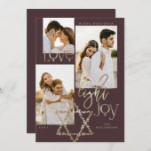 Love Light Joy Star David Hanukkah Photo Collage Feestdagenkaart (Voorkant / Achterkant)