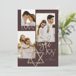 Love Light Joy Star David Hanukkah Photo Collage Feestdagenkaart