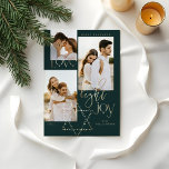 Love Light Joy Star David Hanukkah Photo Collage Feestdagenkaart<br><div class="desc">Elegant Hanukkah drie fotocollage-kaart met een elegant typografische design "Love Joy Light" in faux gold. Mousserende gouden sterren creëer de ster van David. Kunstwerk van Muthology Papery.</div>